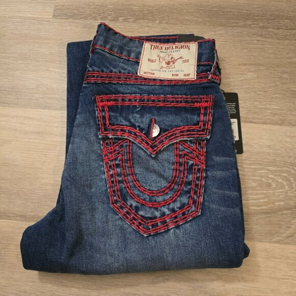 TRUE RELIGION RICKY SUPER Q STRAIGHT JEAN SZ 32 BNWT - Picture 1 of 6